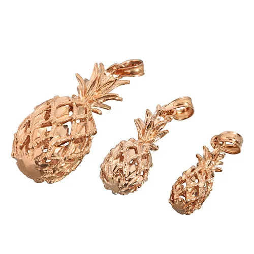 14K Pink gold Pineapple Pendant(S, M, L) (Chain Sold Separately)