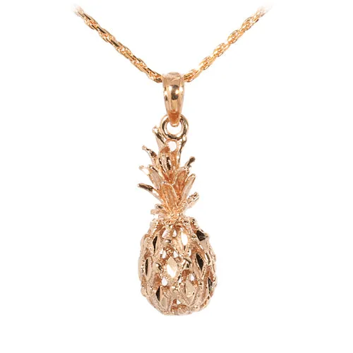 14K Pink gold Pineapple Pendant(S, M, L) (Chain Sold Separately)