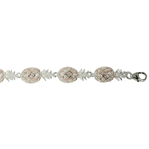 14K Pink Gold Plated Sterling Silver Hawaiian Pineapple Bracelet