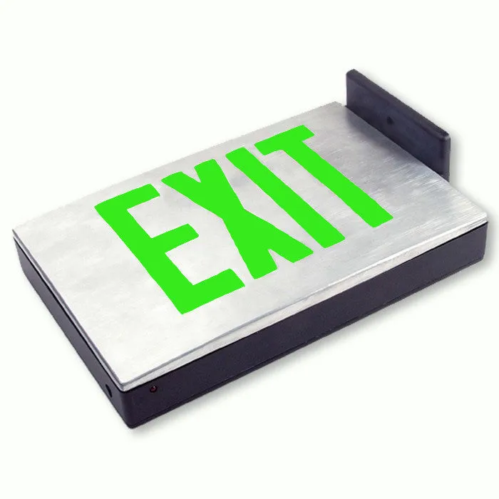 Cast Aluminum LED Exit Sign - Single Faced - Emergency Backup with Canopy - 120/277V