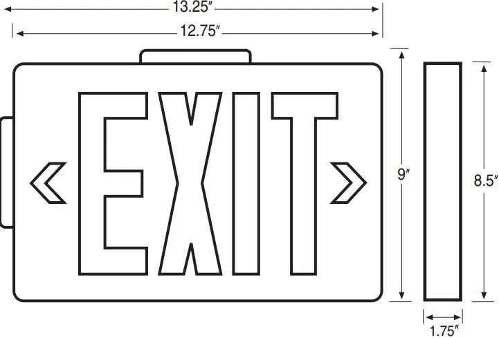 Cast Aluminum LED Exit Sign - Single Faced - Emergency Backup with Canopy - 120/277V