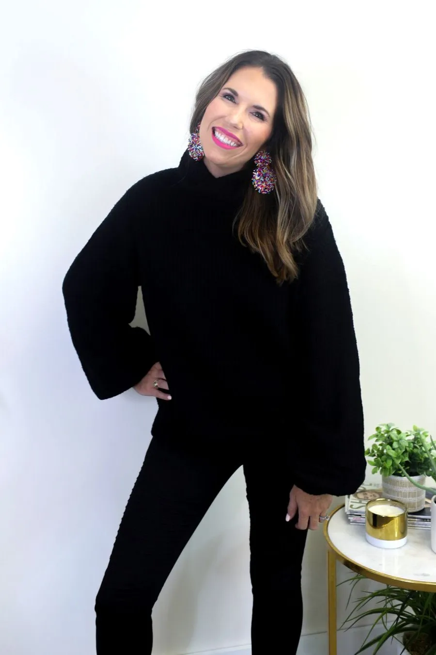Cathi Oversized Balloon Sleeve Turtleneck Sweater