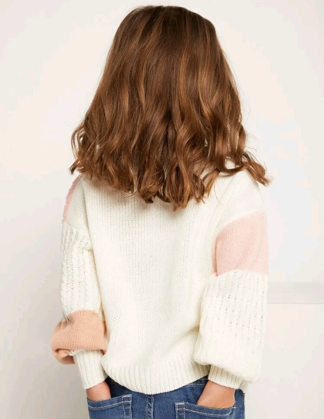 Colorblock Cable Knit Sweater #1000213