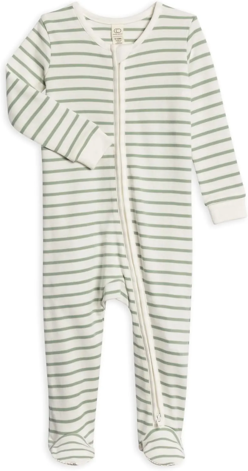 Colored Organics Baby Zip-Up Footed Sleeper with 2-Way Zipper - Newborn Organic Cotton Pajamas