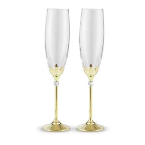 Crystal Champagne Glass Lettering Customized Wedding Anniversary Pair Glasses