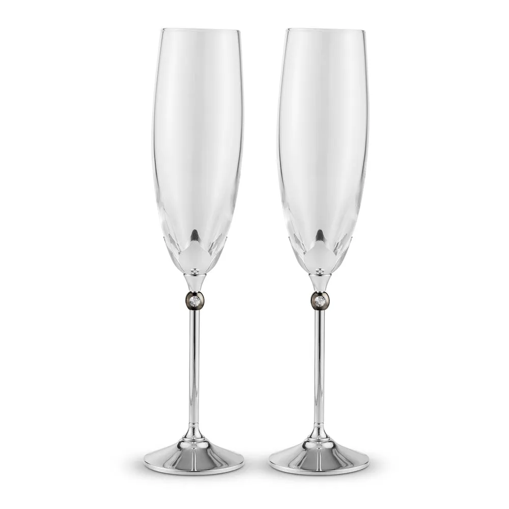 Crystal Champagne Glass Lettering Customized Wedding Anniversary Pair Glasses