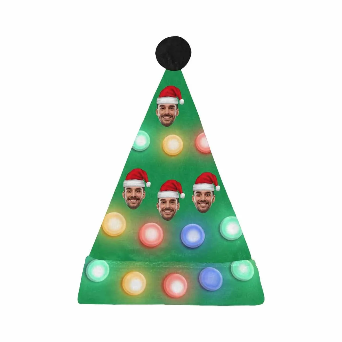 Custom Face Christmas Light Santa Hat