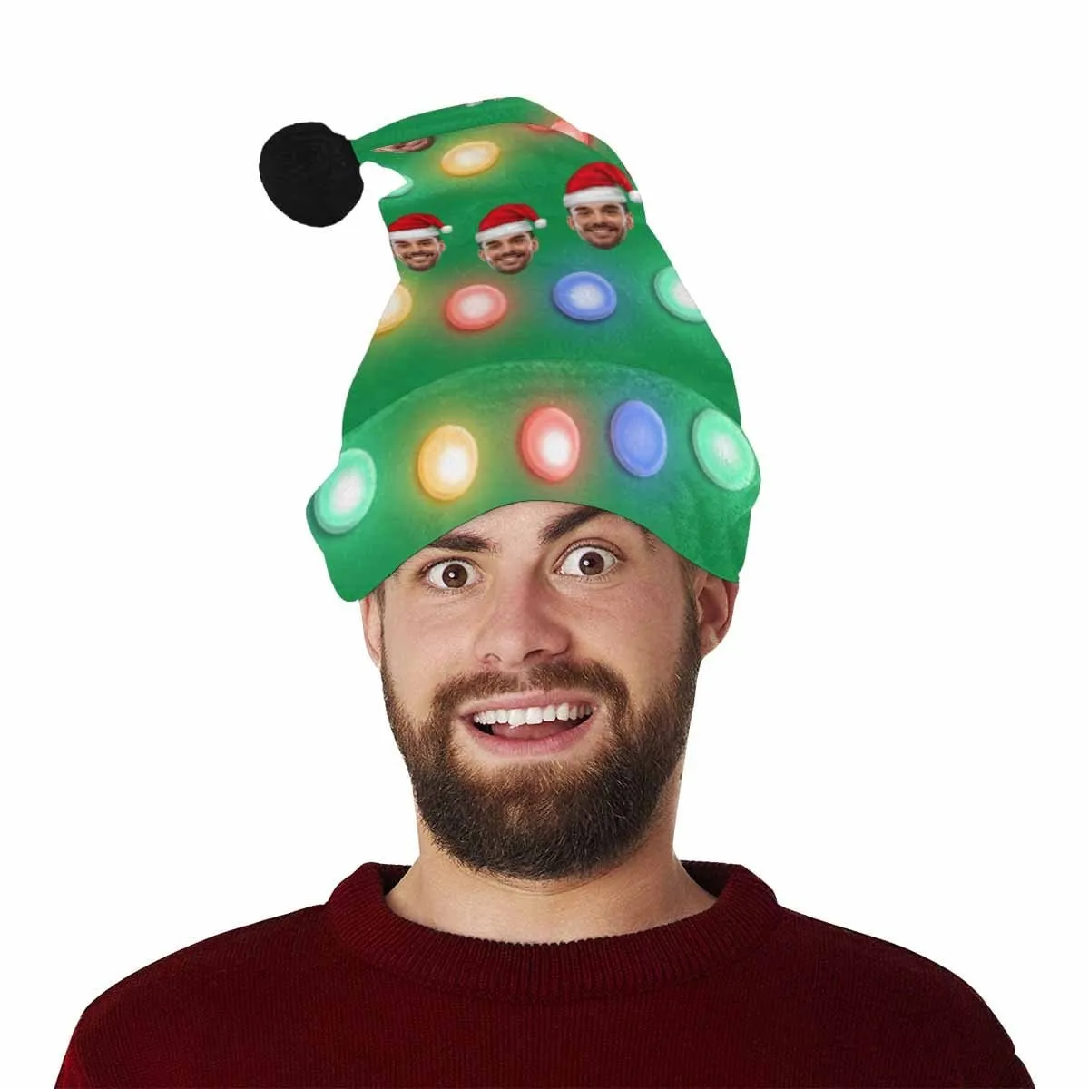 Custom Face Christmas Light Santa Hat