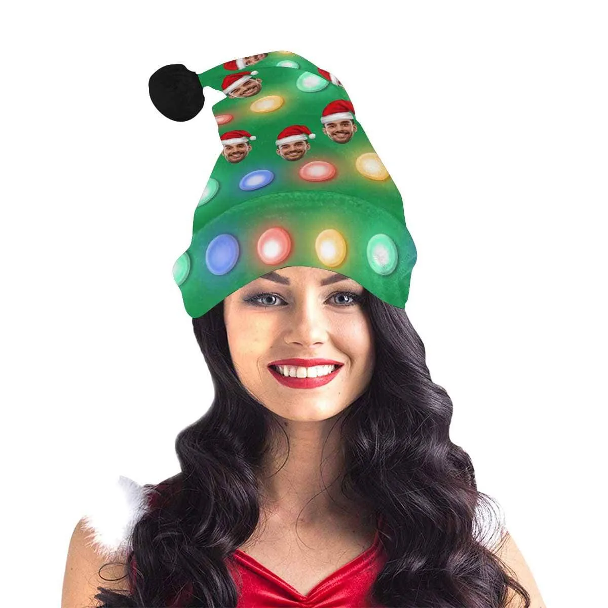 Custom Face Christmas Light Santa Hat