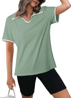 Dokotoo Women's Quick Dry Golf Polo Shirts Short Sleeve Tshirts Collared V Neck Tennis Shirt Workout Tops