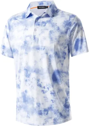 Golf Shirts for Men Dry Fit Performance Print Short Sleeve Moisture Wicking Golf Polo Shirts