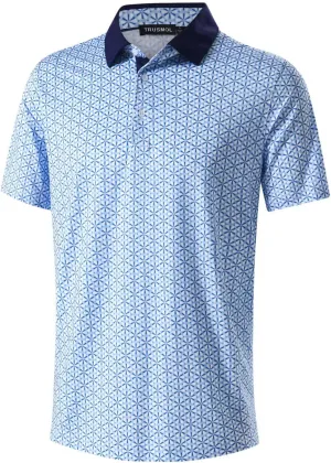 Golf Shirts for Men Dry Fit Performance Print Short Sleeve Moisture Wicking Golf Polo Shirts