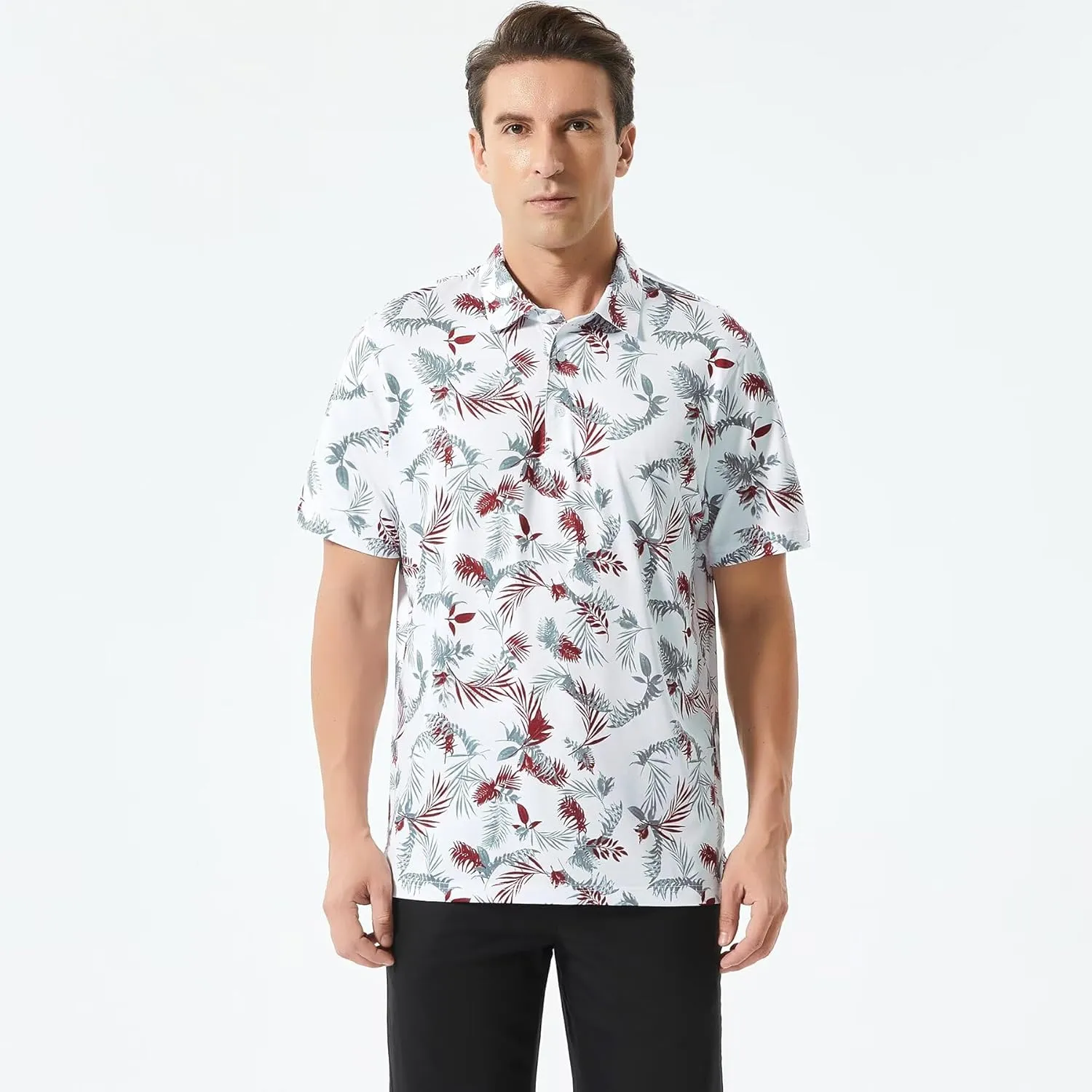 Golf Shirts for Men Dry Fit Performance Print Short Sleeve Moisture Wicking Golf Polo Shirts