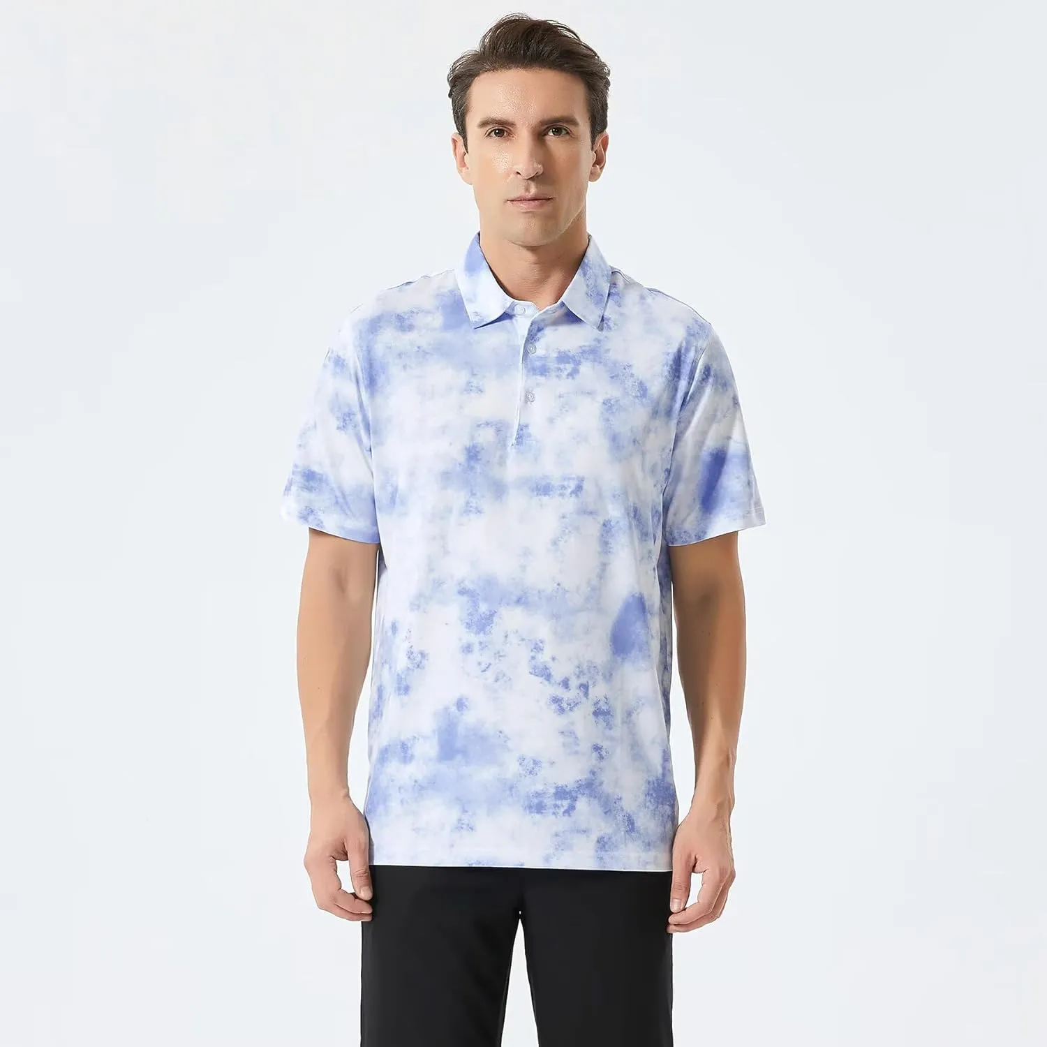 Golf Shirts for Men Dry Fit Performance Print Short Sleeve Moisture Wicking Golf Polo Shirts