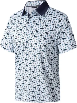 Golf Shirts for Men Dry Fit Performance Print Short Sleeve Moisture Wicking Golf Polo Shirts