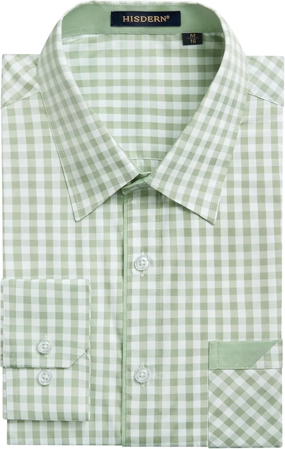 HISDERN Mens Plaid Button Down Shirt Long Sleeve Dress Shirts for Men Casual Wrinkle Free Regular Fit Work Shirt with Pocket