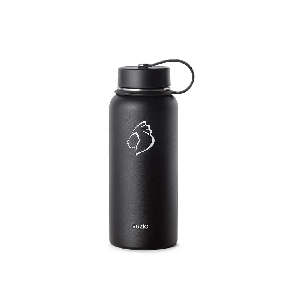 Insulated Water Bottle with 2 Lids | Black | 32oz