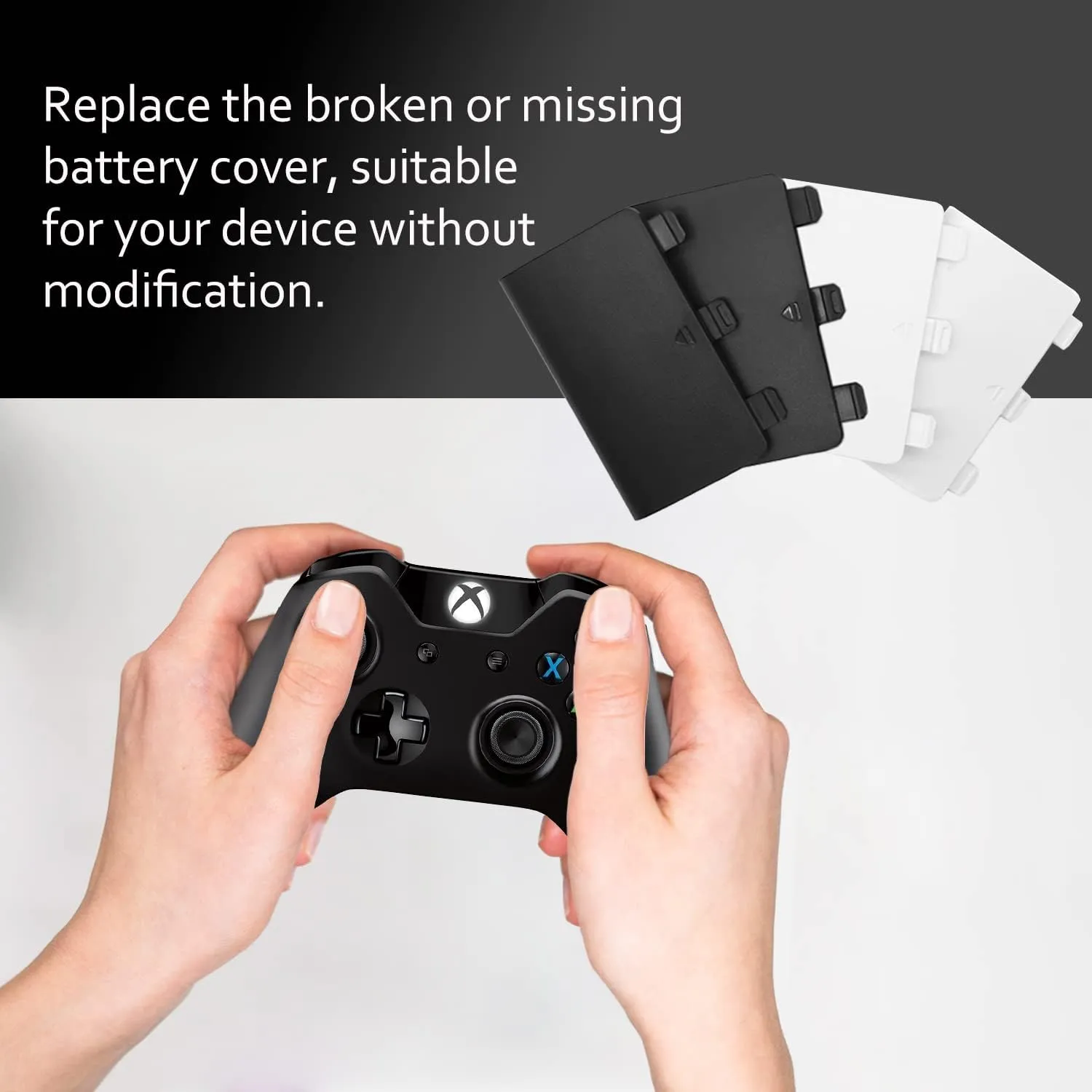 KELIFANG Replacement Battery Cover Door Compatible with Xbox One, One S, One X Controller, Battery Back Shell Repair Part Compatible with Xbox Wireless Controller (4 Pack, White)