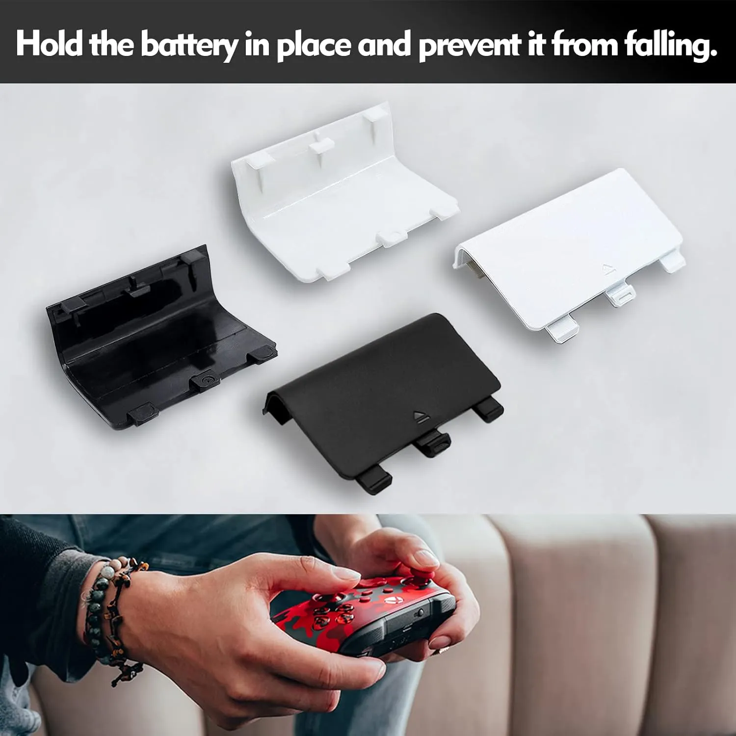 KELIFANG Replacement Battery Cover Door Compatible with Xbox One, One S, One X Controller, Battery Back Shell Repair Part Compatible with Xbox Wireless Controller (4 Pack, White)