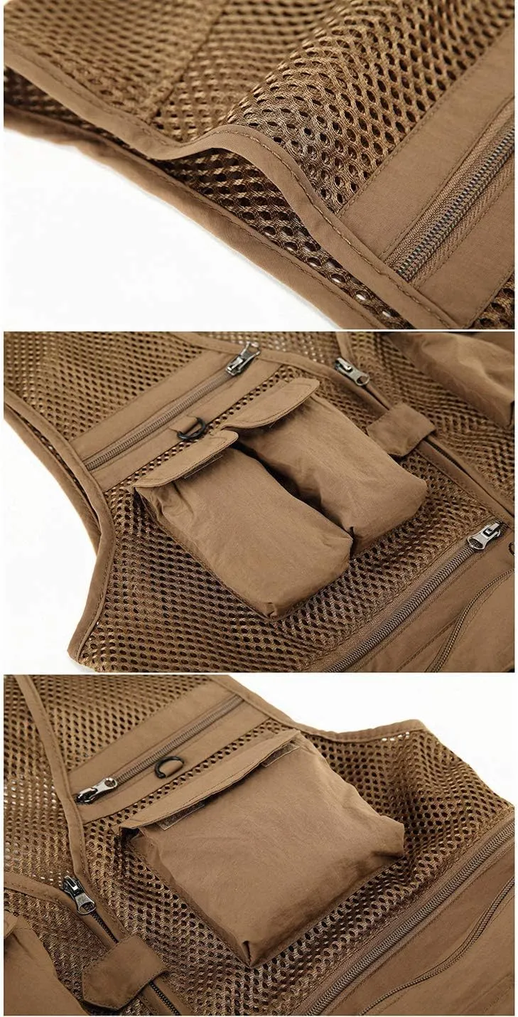 Lentta Men's Fishing Vest Summer Outdoor Lightweight Work Photo Vest 16 Pockets