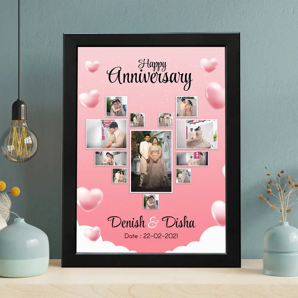 Love Them Heart Shape Collage Anniversary Photo Frame (10x14 inch)
