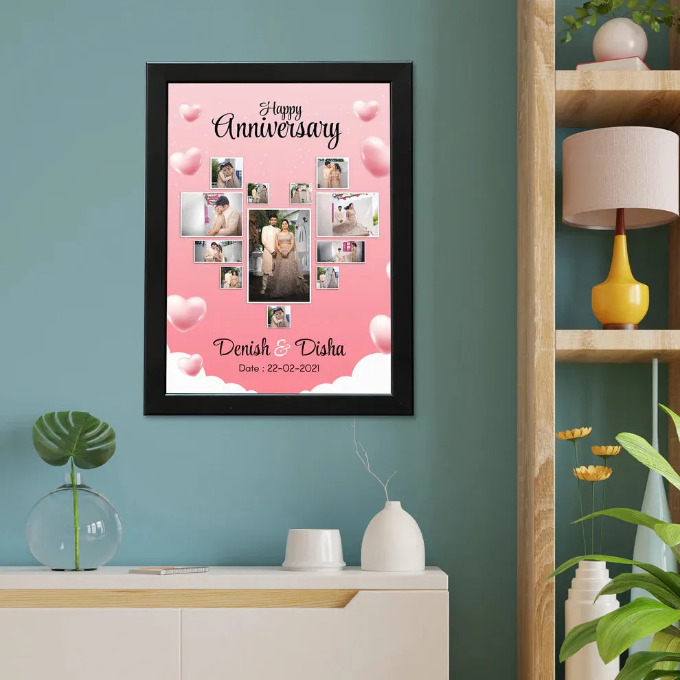 Love Them Heart Shape Collage Anniversary Photo Frame (10x14 inch)