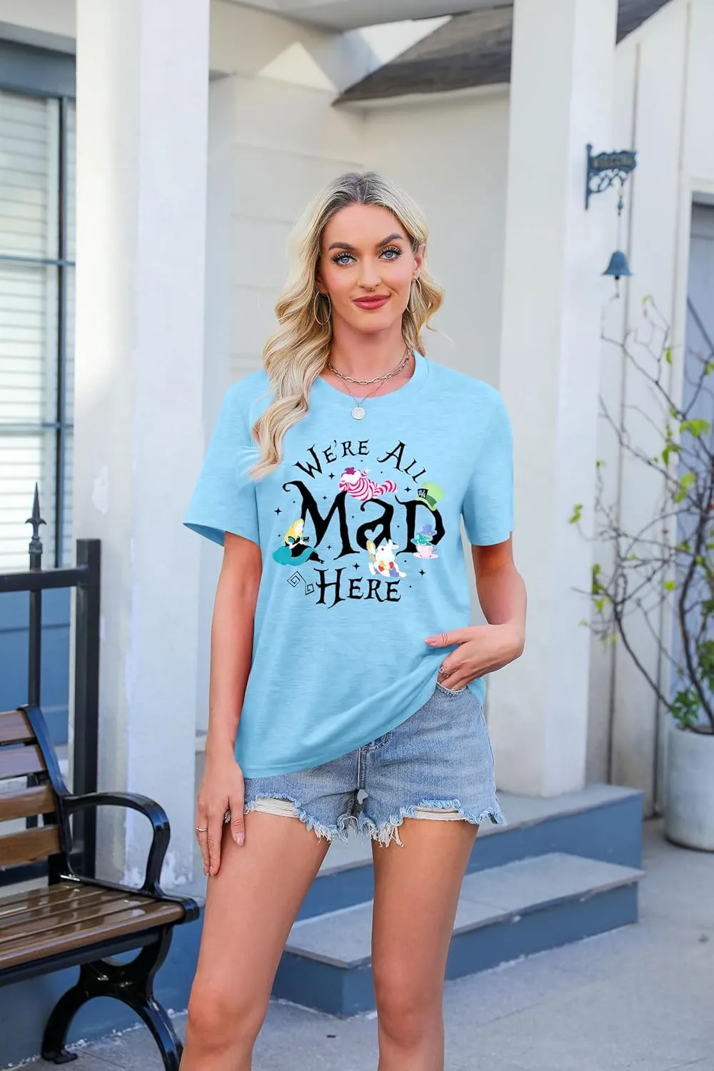 Magical Shirt Women Magic Princess T-Shirt We're All Mad Here Fairy Graphic Shirts Vacation Party Casual Short Sleeve Top