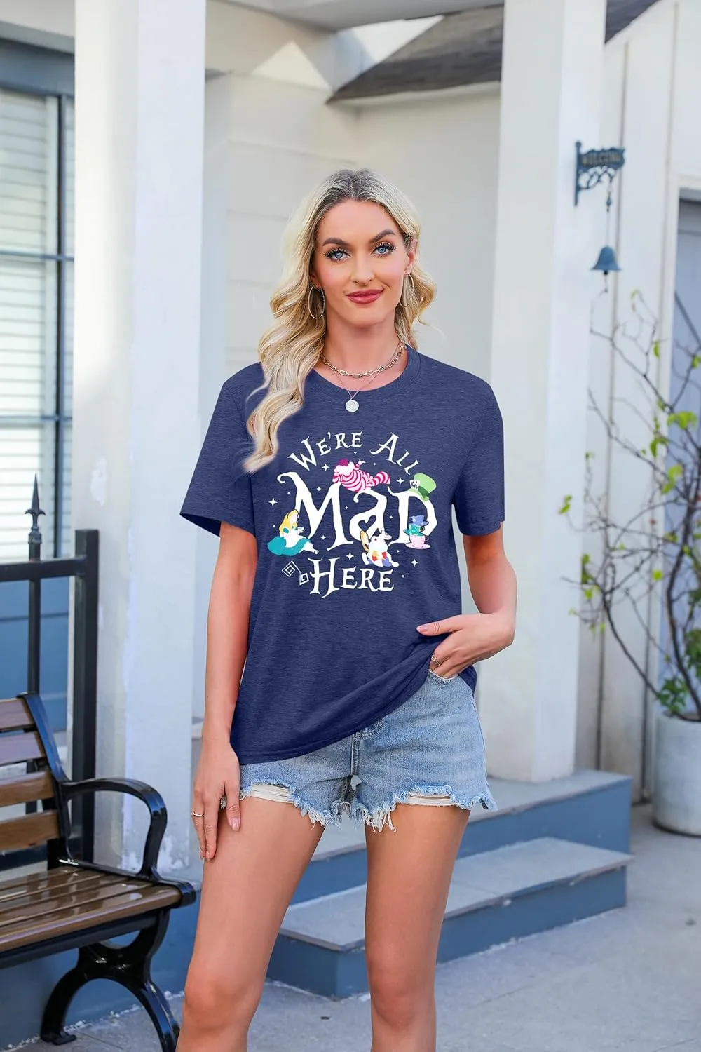 Magical Shirt Women Magic Princess T-Shirt We're All Mad Here Fairy Graphic Shirts Vacation Party Casual Short Sleeve Top