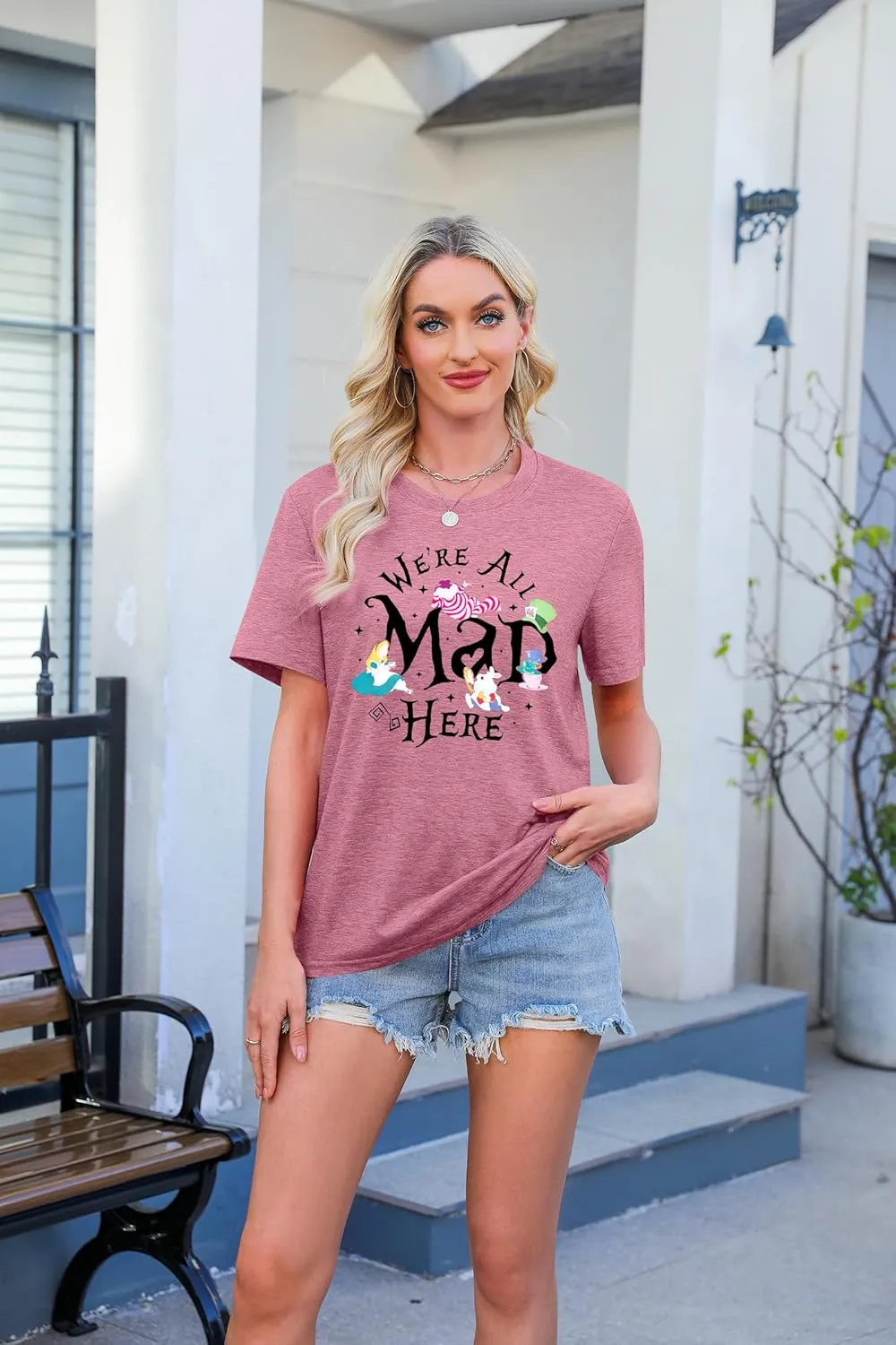 Magical Shirt Women Magic Princess T-Shirt We're All Mad Here Fairy Graphic Shirts Vacation Party Casual Short Sleeve Top