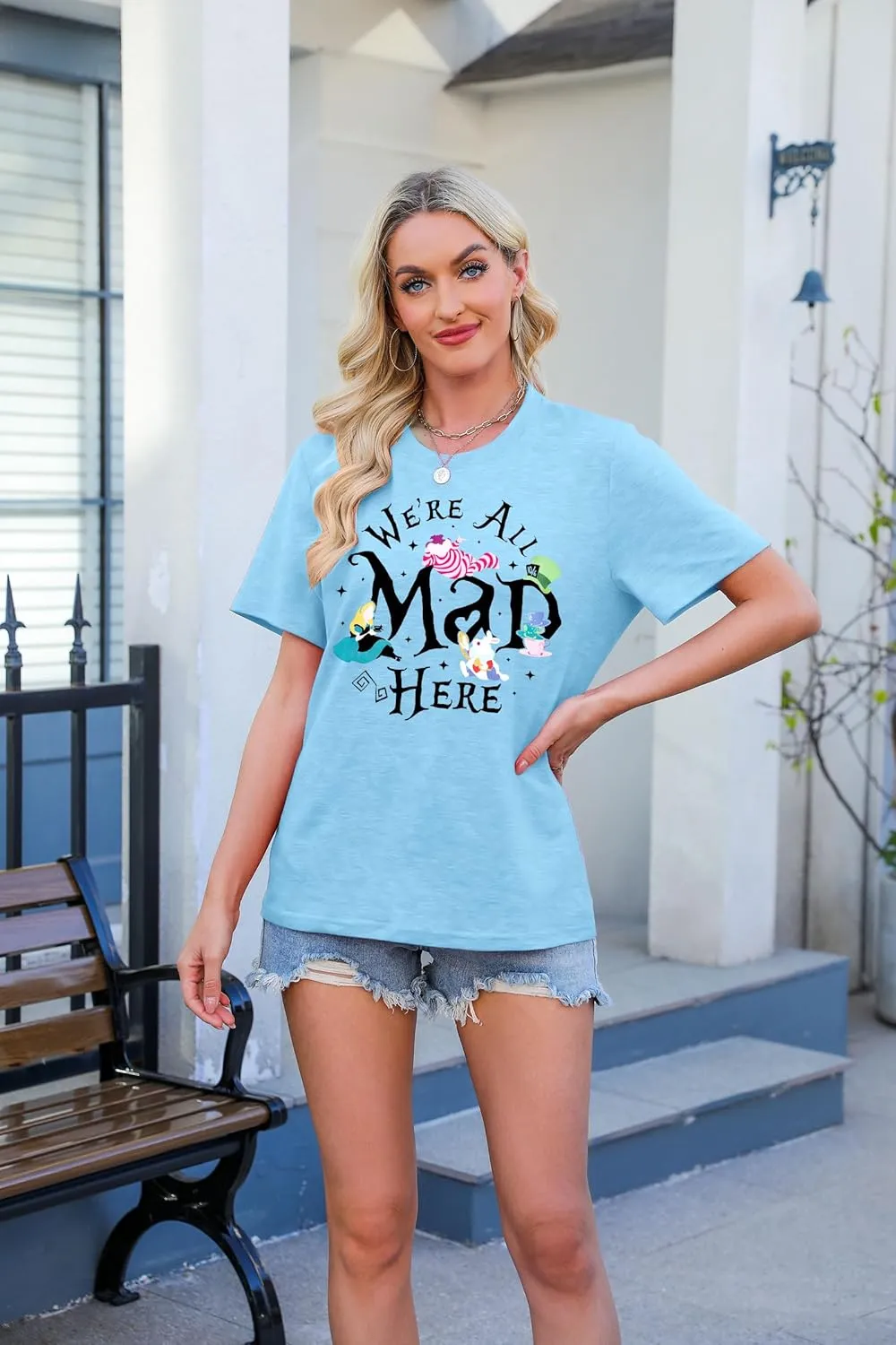 Magical Shirt Women Magic Princess T-Shirt We're All Mad Here Fairy Graphic Shirts Vacation Party Casual Short Sleeve Top