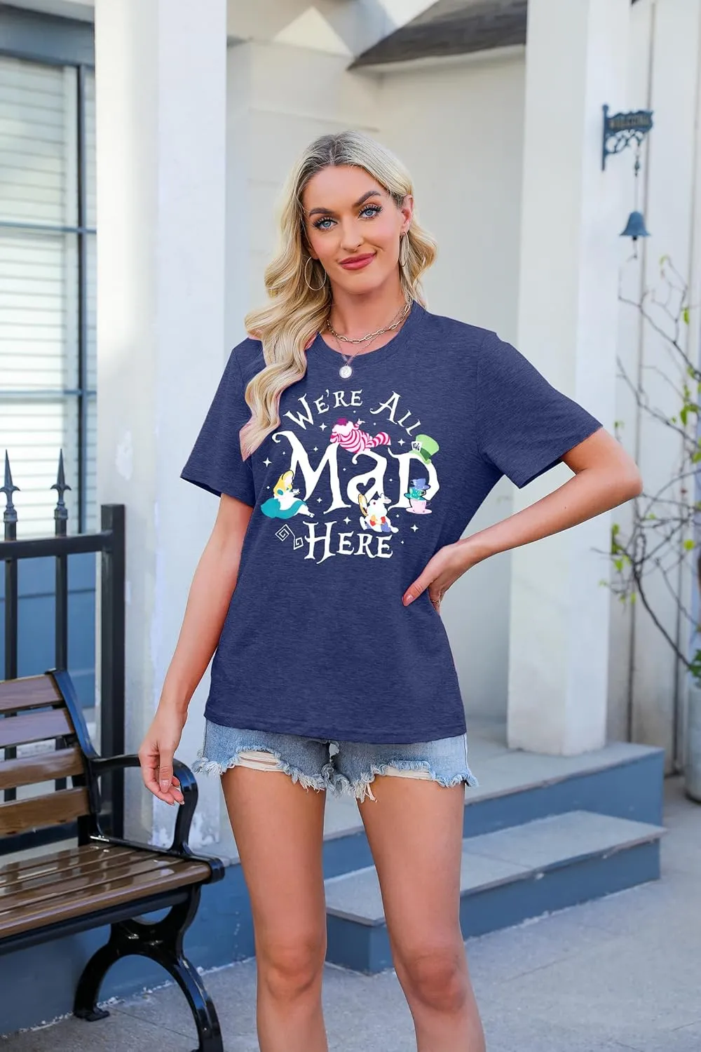 Magical Shirt Women Magic Princess T-Shirt We're All Mad Here Fairy Graphic Shirts Vacation Party Casual Short Sleeve Top