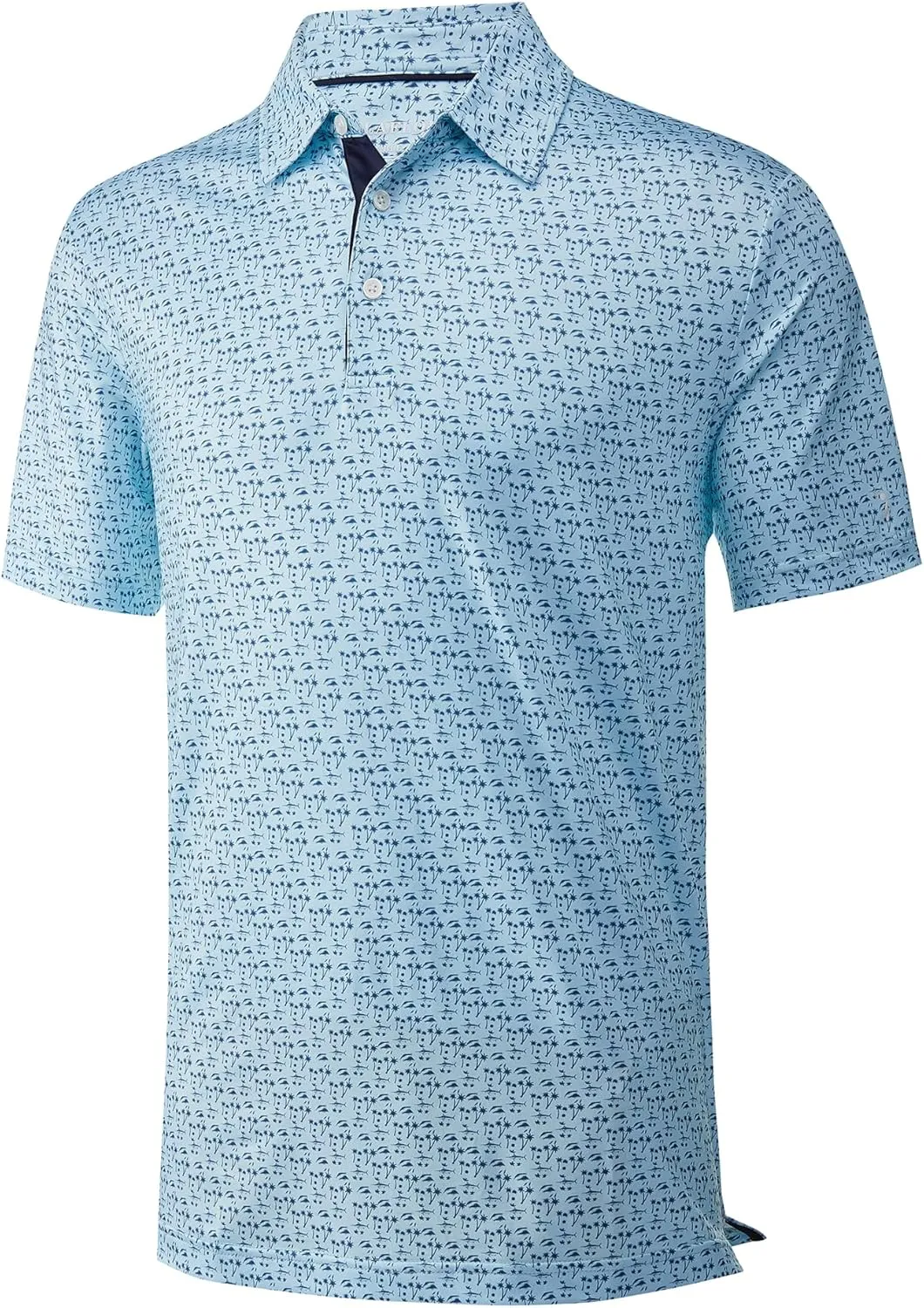 Mens Golf Shirt Moisture Wicking Dry Fit Print Performance Short Sleeve Polo Shirts for Men