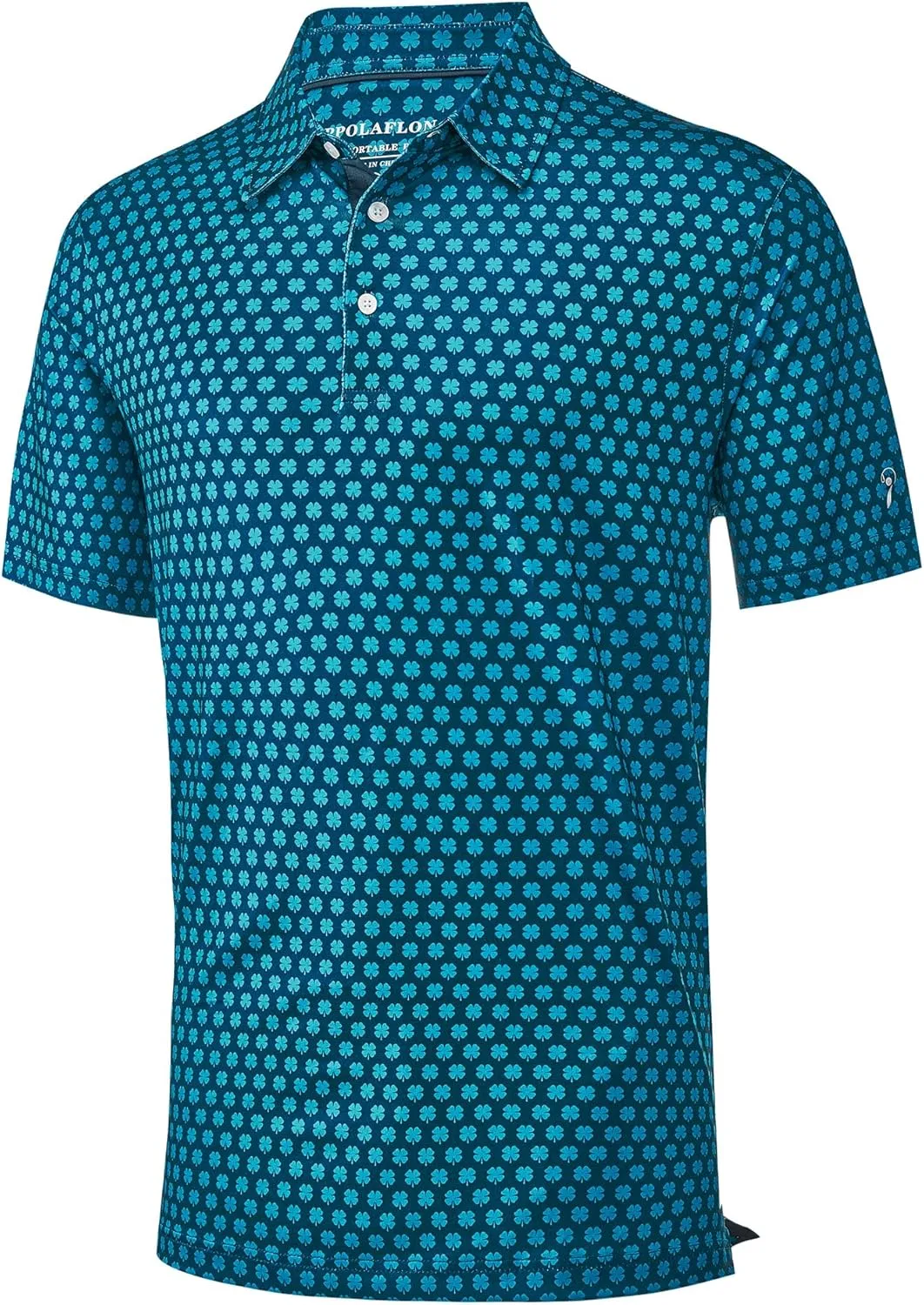 Mens Golf Shirt Moisture Wicking Dry Fit Print Performance Short Sleeve Polo Shirts for Men