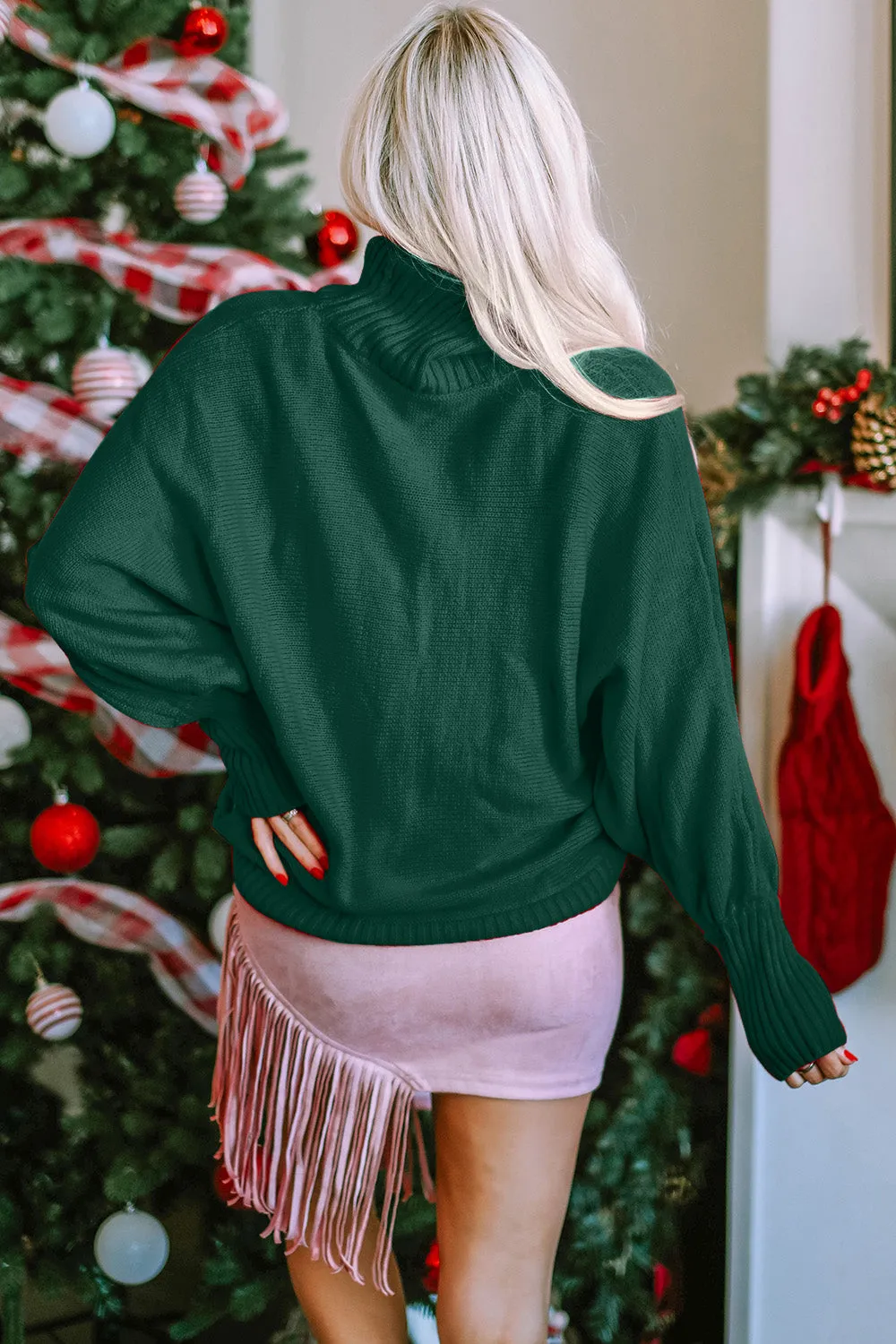 Merry Turtleneck Long Sleeve Christmas Sweater