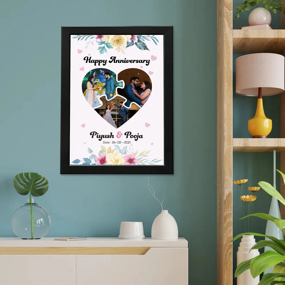 Puzzle Heart Shape Anniversary Photo Frame (10x14 inch)