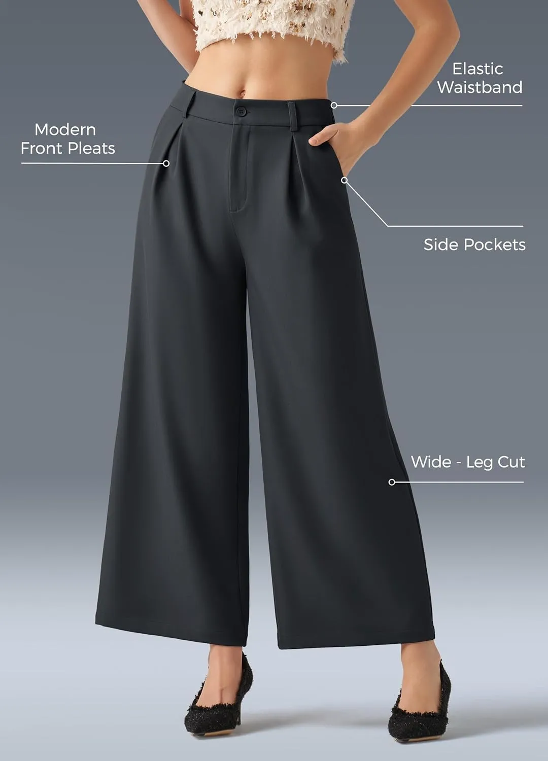 Willit Women's Wide Leg Pants Work Dress Pants Casual Palazzo Pants High Waisted Business Office Slacks 25"/27"/29"