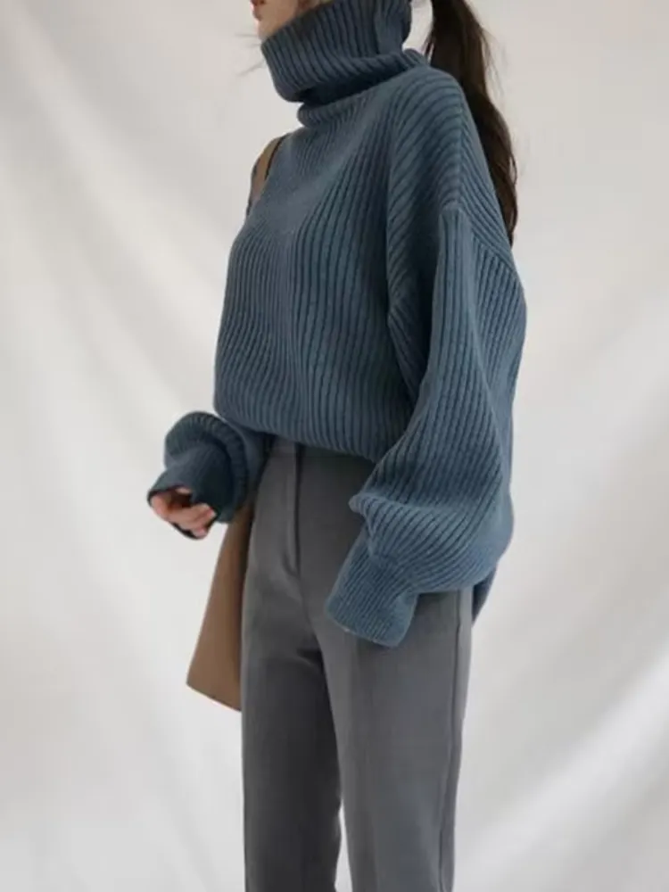 Women's Oversized Thick Lined Turtleneck Jumper | Ideal for Autumn/Winter