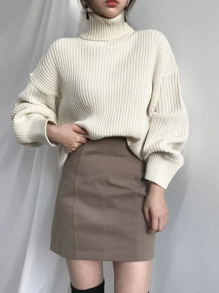Women's Oversized Thick Lined Turtleneck Jumper | Ideal for Autumn/Winter