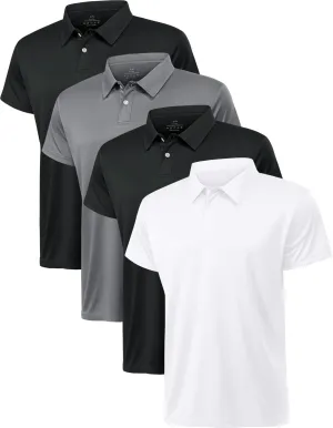 Xelky Men's Polo Shirts Quick Dry Short Sleeve Golf Athletic Shirt Moisture Wicking Casual Work Collared Polos 4 Pack