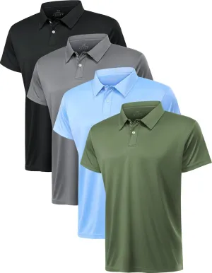 Xelky Men's Polo Shirts Quick Dry Short Sleeve Golf Athletic Shirt Moisture Wicking Casual Work Collared Polos 4 Pack